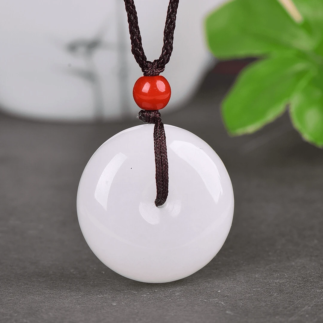 钨金石英质玉吊坠 天山翠男女款吊坠白色平安扣挂坠百搭情侣闺蜜