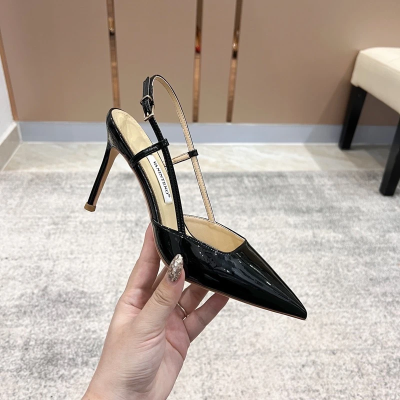 直播间专属裸色高跟鞋女黑色半拖细跟尖头包头凉鞋设计气质单鞋