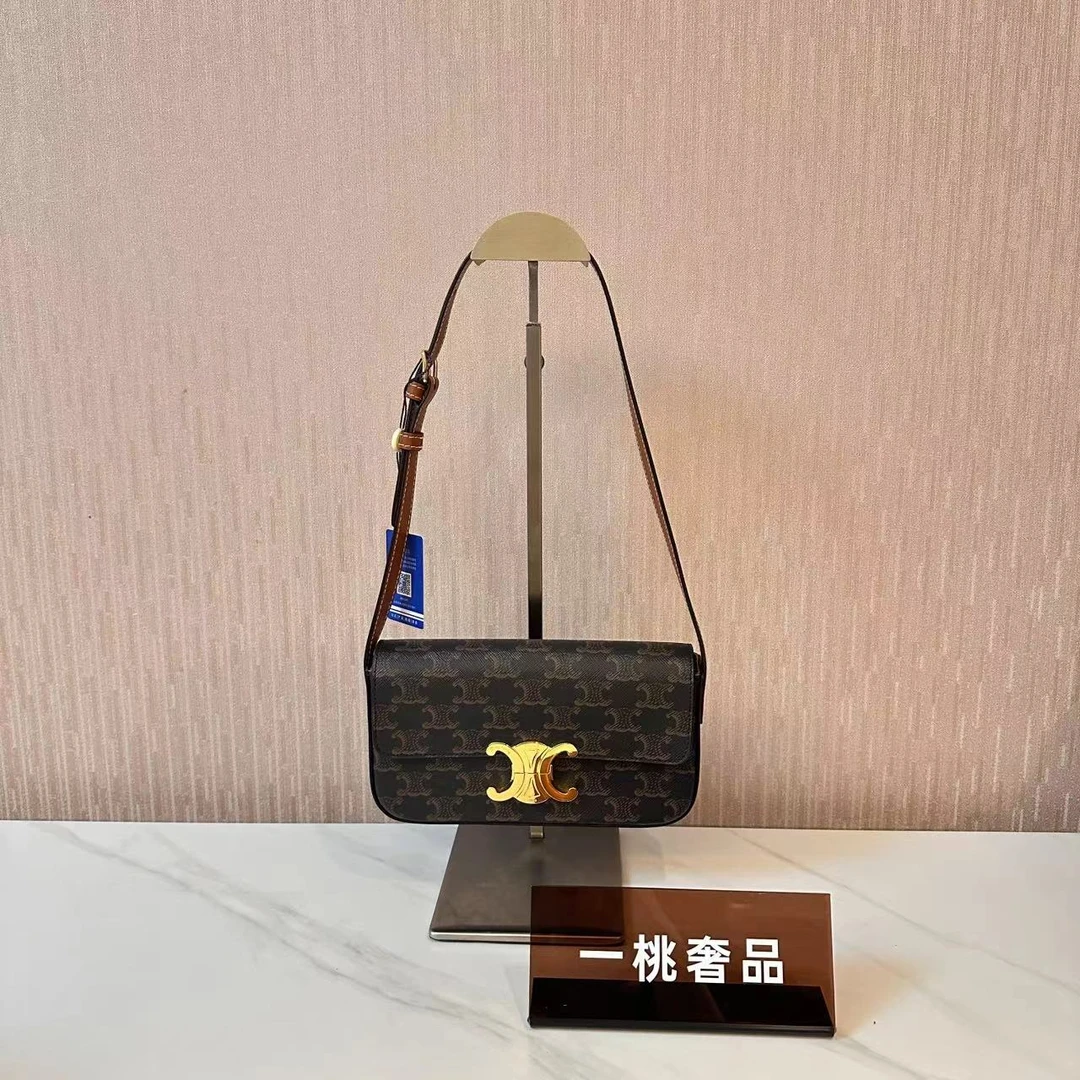 95新 Celine/思琳 一桃/实际98新/思琳 黑老花凯旋门单肩包