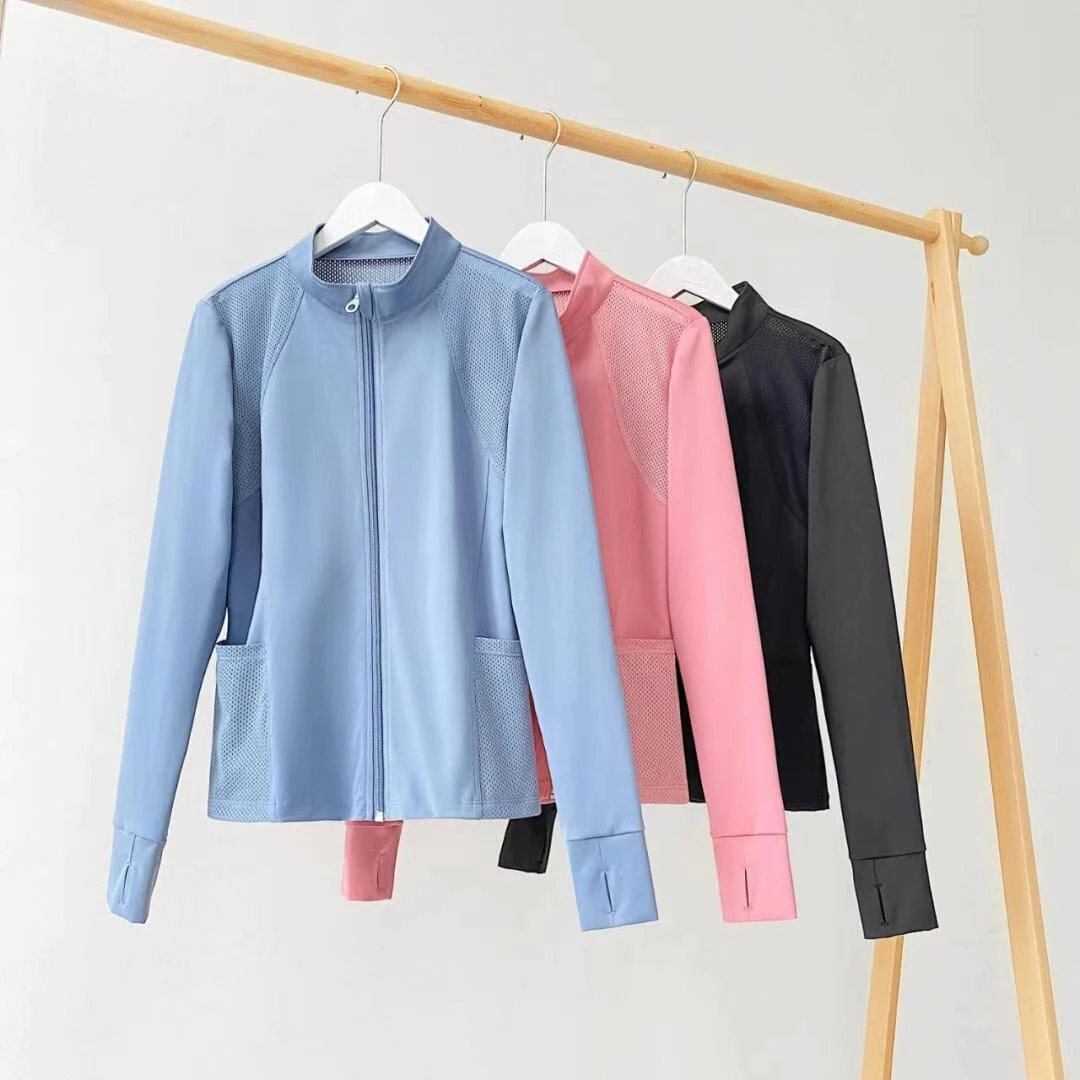 新款韩版瑜伽外套女弹力修身运动健身拉链长袖