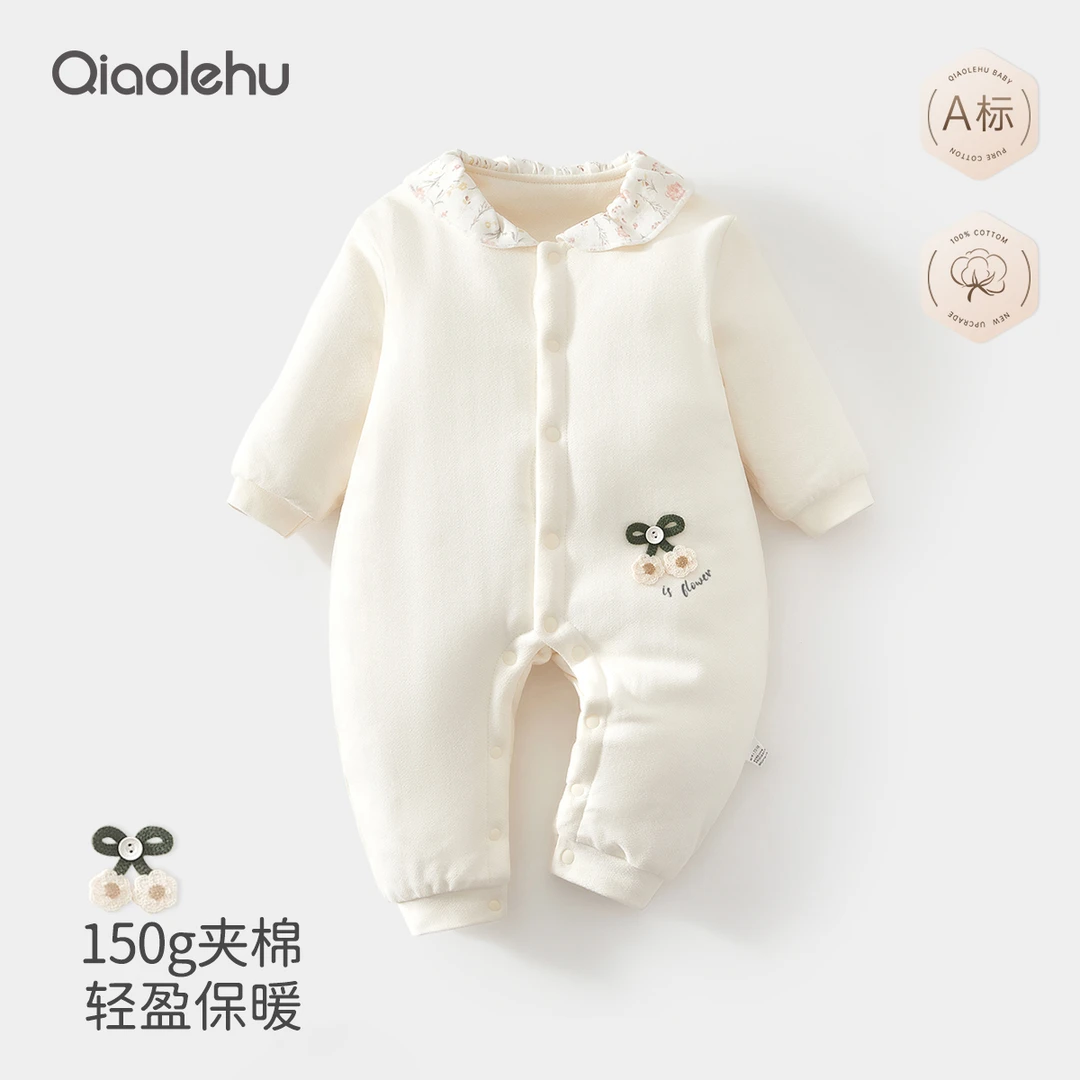 婴儿长袖连体衣宝宝秋冬保暖哈衣加厚新生儿无骨男女外出爬服衣服