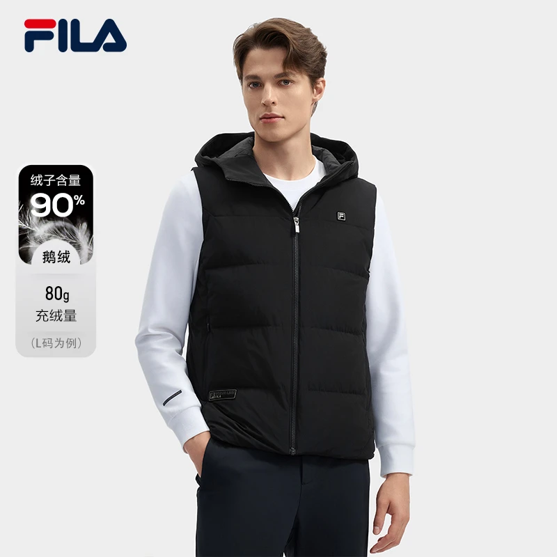Fila/斐乐春冬新款男羽绒马甲连帽时尚休闲保暖潮流F11M443912F