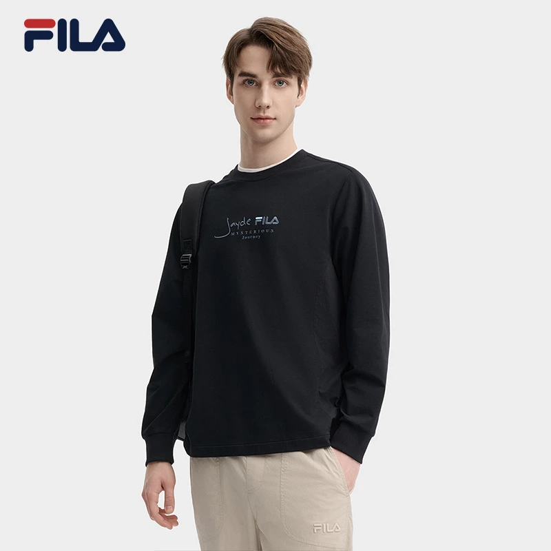 FILA斐乐男装针织长袖衫2025夏季新款休闲百搭圆领时尚F11M438205