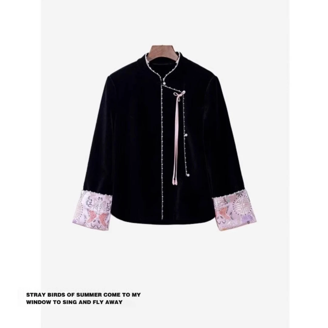 新中式国风复古衬衫女秋冬2023新款高级感时尚气质小个子长袖衬衣