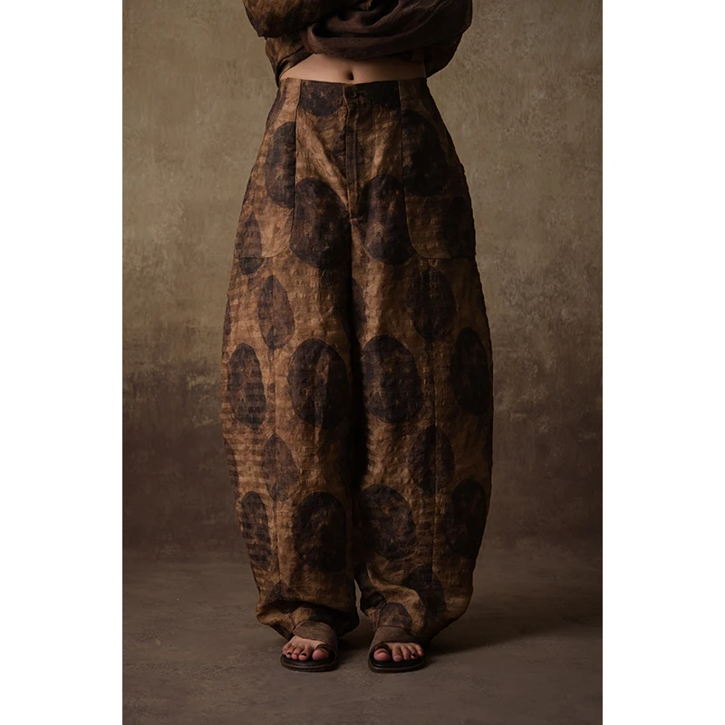 【ELSEN沙粒】雅痞阔腿穿搭显瘦宽松挺括休闲长裤女装ES0015出行