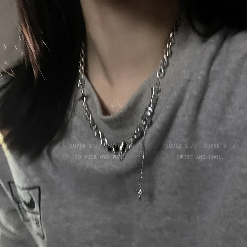 合金项链 超音素卫衣项链女长款锁骨链嘻哈甜酷高级小众配饰男潮