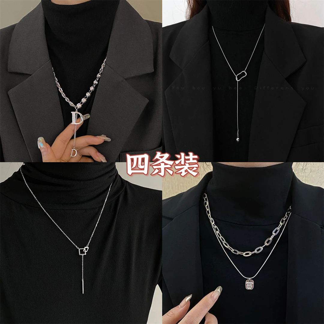 合金项链 轻奢小众设计字母毛衣链女新款高级感网红装饰项链配饰