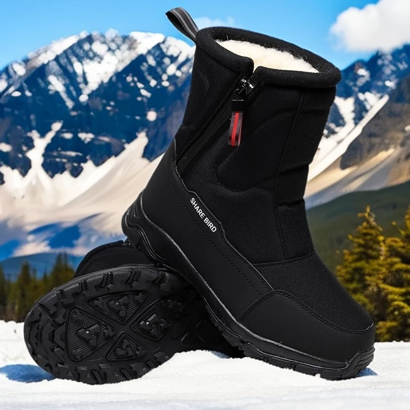 冬季雪地鞋中筒加绒加厚防滑防水女款棉鞋保暖雪地靴男户外旅游鞋