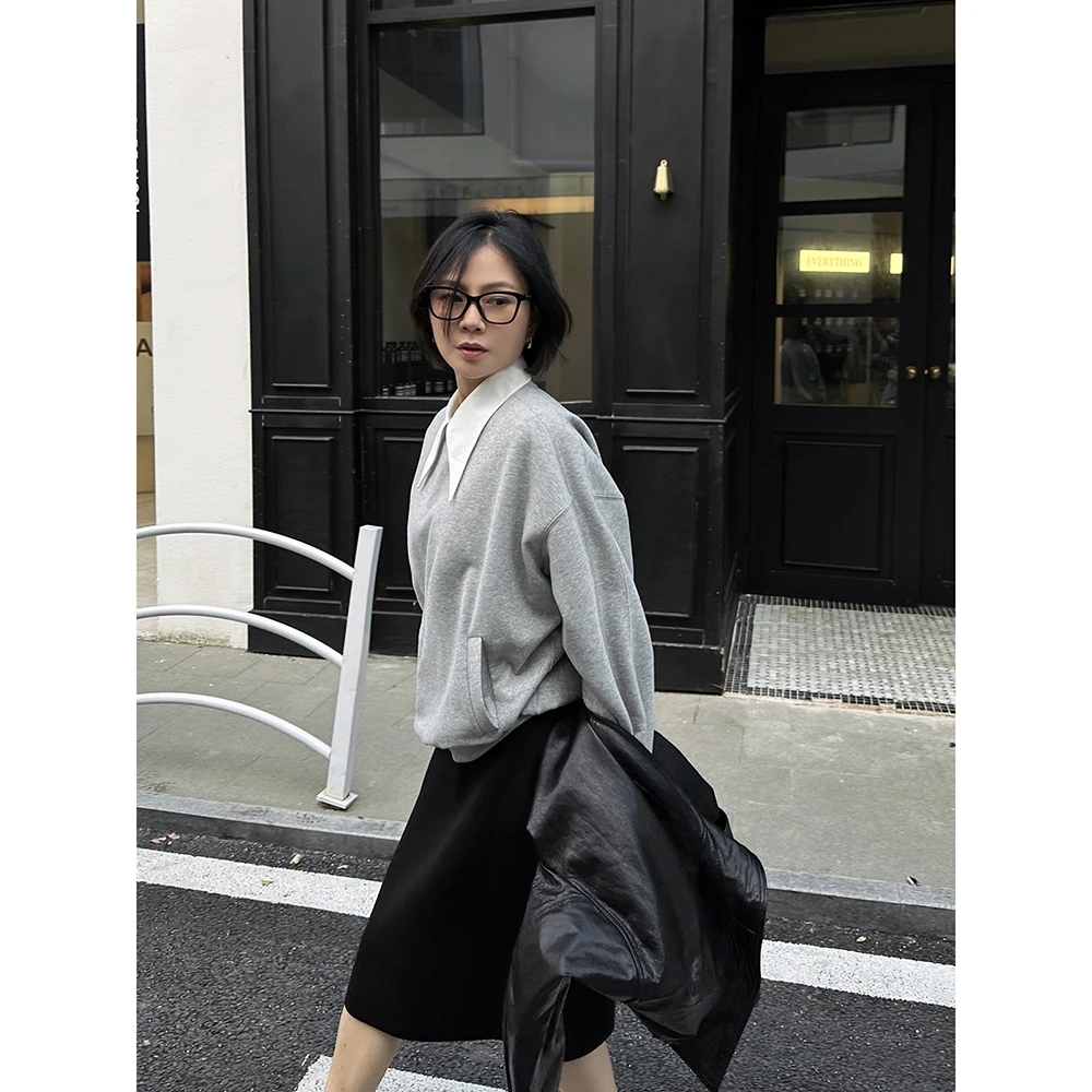 SHIIEELL秋冬时尚新款长袖休闲纯色圆领百搭卫衣P569S