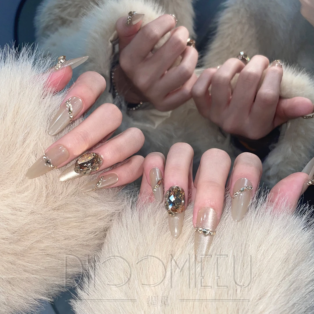 【千金】缇觅轻奢香槟金色魅影纯手工超闪全华子钻可拆卸式穿戴甲