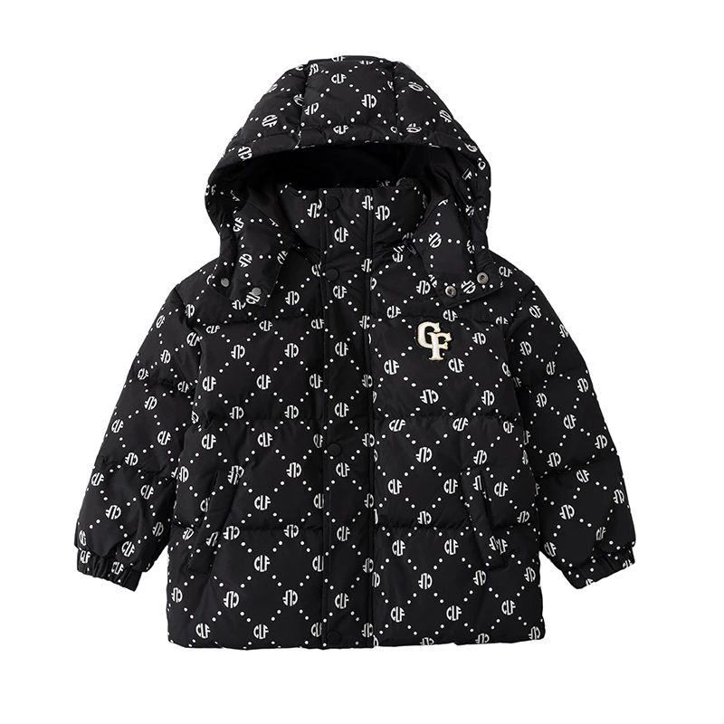 【轻奢风】男童羽绒服6-12岁潮款儿童新款连帽印花加厚冬季253687