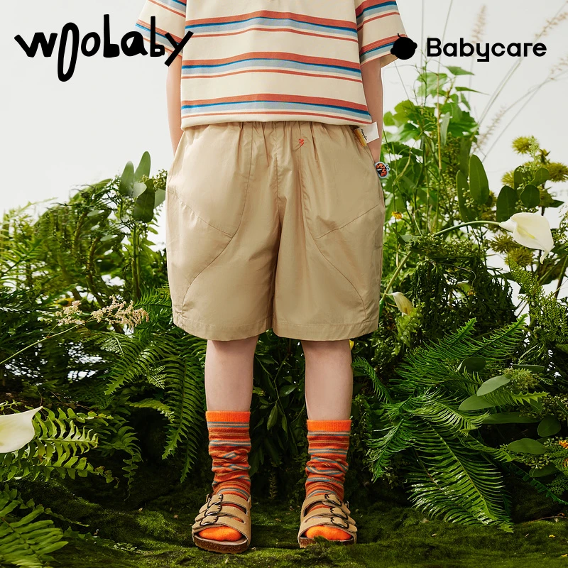 【茧型短裤】woobaby童装夏薄款全棉儿童六分裤子WBC2323O040113
