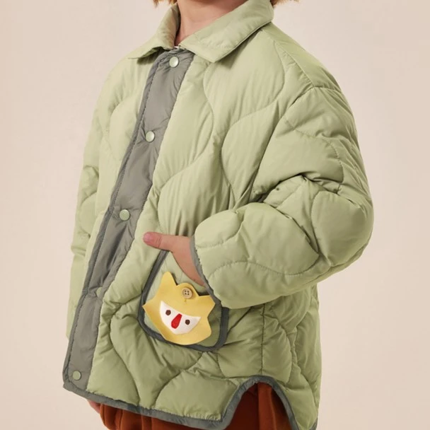 【冬-羽绒服】woobaby童装22年可拆卸连帽抗静电羽绒服WB2206003