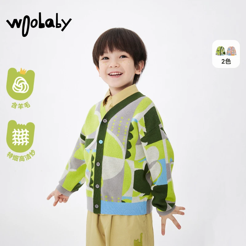 WB【开衫】春新品儿童针织开衫男女童毛衫毛衣春装WBC2413O120201