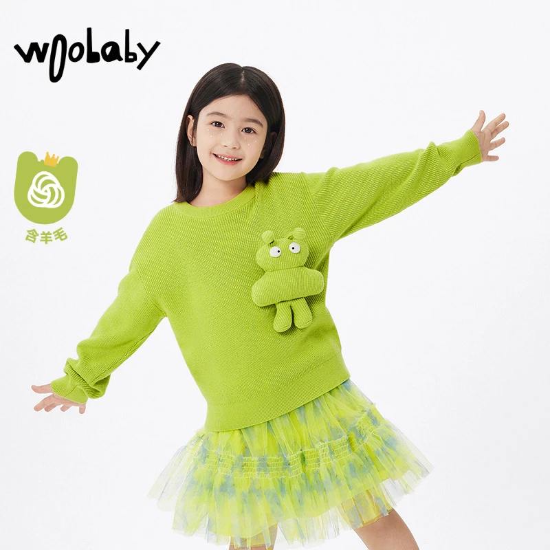 【24春季新品】woobaby儿童针织衫毛衣上衣套头童装WBC2413O120203