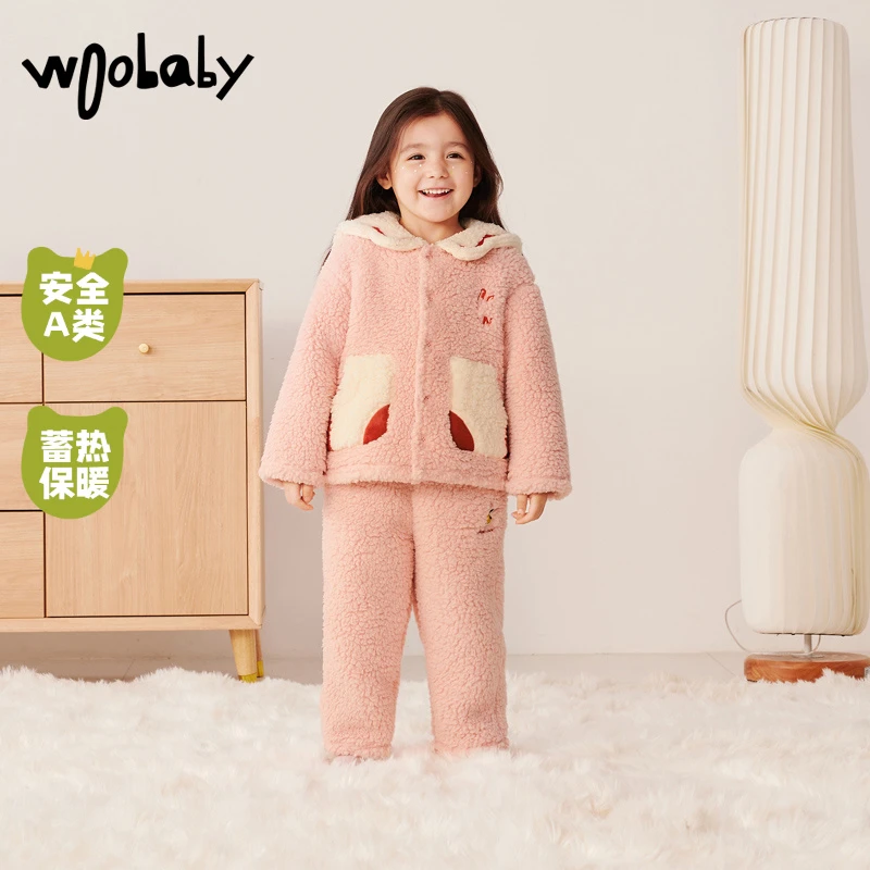 WB【家居服】woobaby儿童家居服套装冬保暖睡衣WBC2343I070602