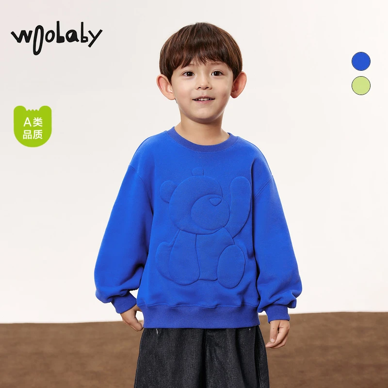 WB【弗拉滕】woobaby长袖秋季套头中性弗拉滕卫衣小童WBC33O1102