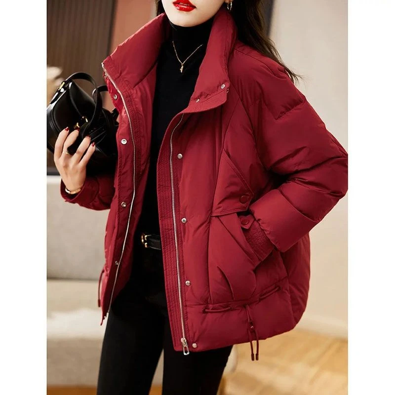棉衣羽绒衣红色羽绒棉服女短款2024新款时尚宽松显瘦加厚保暖设计