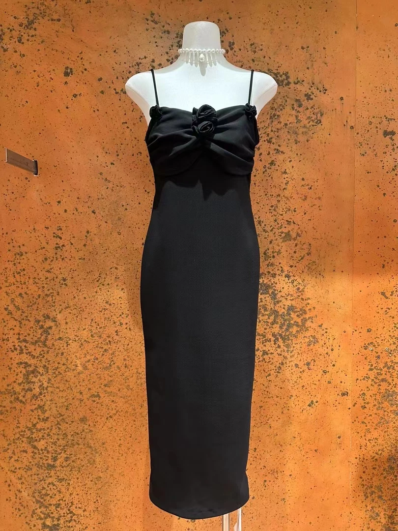 黑色肯豆紧身包裙连衣裙