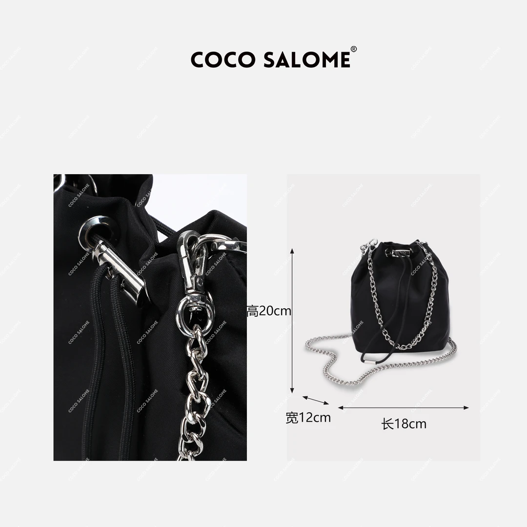 COCO SALOME【摇滚乐】三防面料百搭女款包包斜挎包水桶包23100B