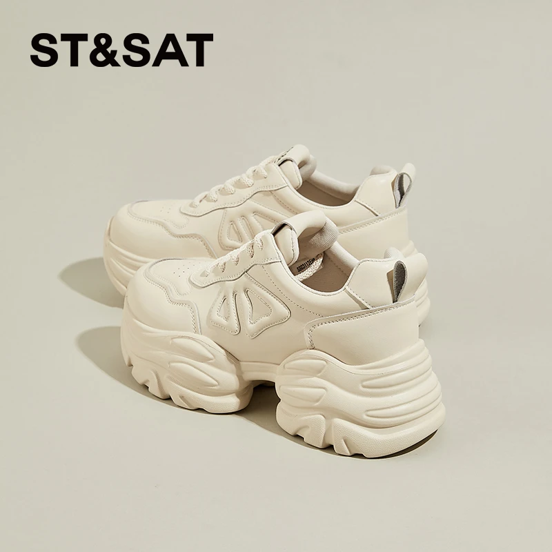 星期六爆款白色老爹鞋女2025新款夏季厚底旅游鞋小个子增高运动鞋