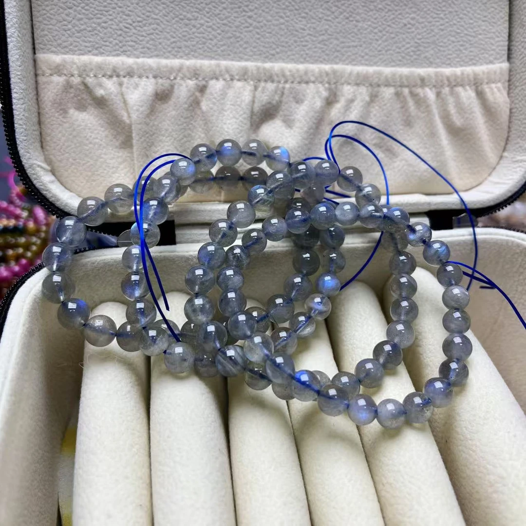 【遇见轻奢珠宝】【编143913号】天然拉长石月光单圈手链珠径8m