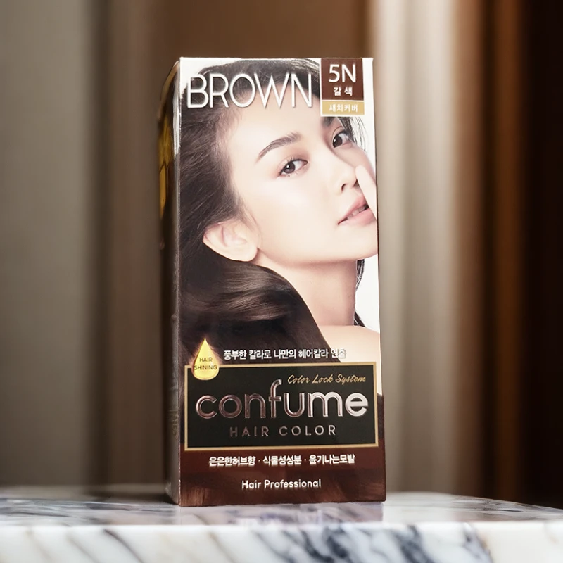 韩国科馥Confume染发剂黑色自然棕色染发膏白发男女120克