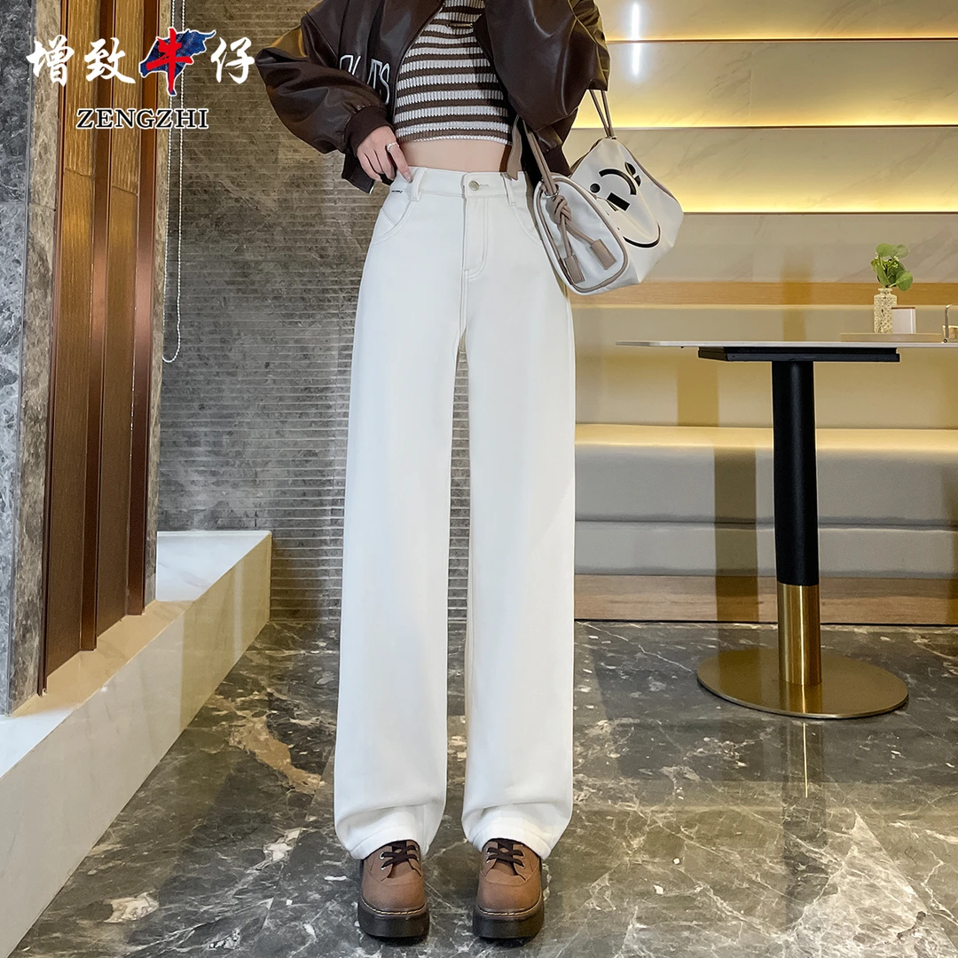 ZENGZHI/增致牛仔WDS9505冬季新款时尚百搭显瘦加绒直筒牛仔裤女