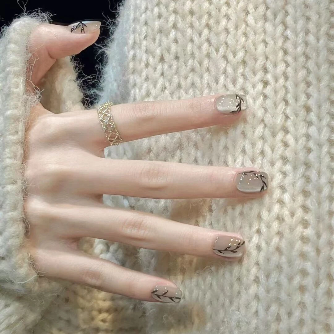 10片装猫眼穿戴甲短款高级手工甲国风贴片ins甲片美甲穿戴甲片