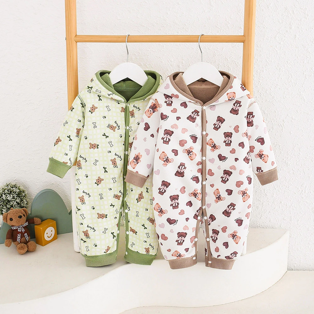 2024新款宝宝春秋季连体衣婴儿加绒哈衣可爱呆萌加绒连体衣婴儿