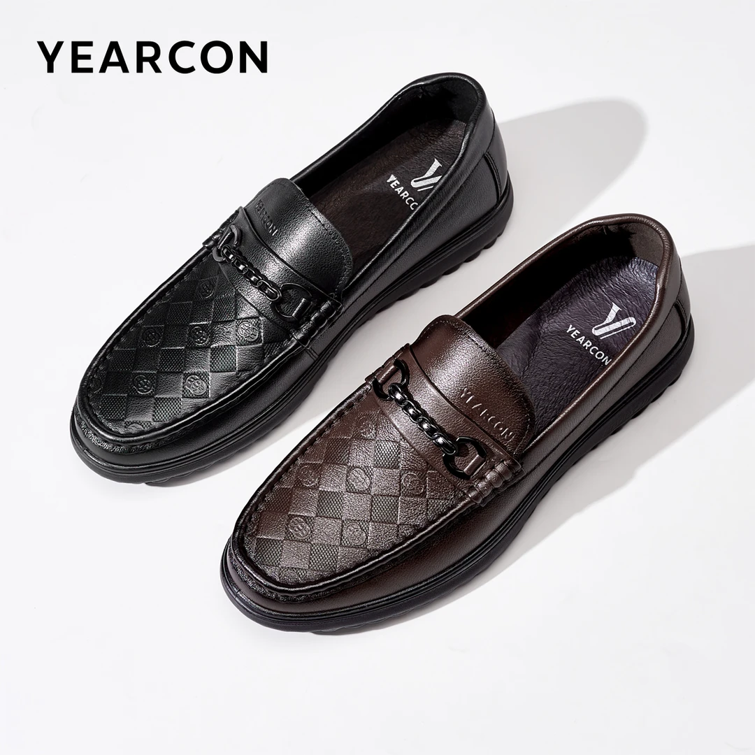 意尔康男鞋单鞋休闲鞋豆豆鞋时尚真皮男士乐福鞋软底百搭97743W