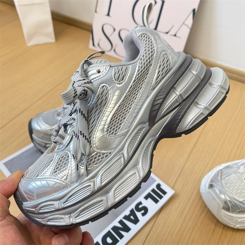 小个子7cm松糕底透气巴黎老爹鞋女2024夏新款厚底休闲百搭运动鞋