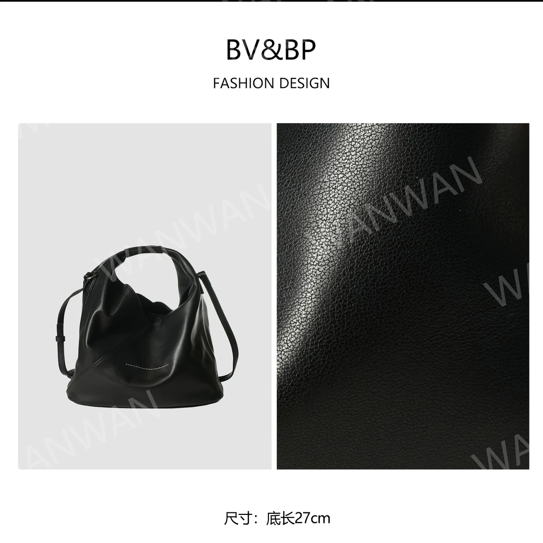 BV&BP手工质感软皮单肩托特腋下水桶包BV3336-黑色