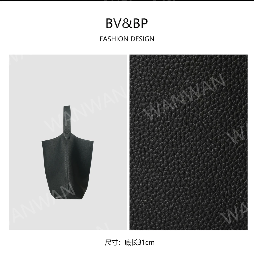 BV&BP定制轻奢款 秋冬整皮托特水桶金扣单肩女包BV5701-黑色