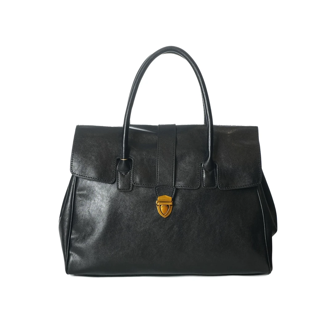 BV&BP秋冬新款翻盖金扣单肩女士手提包BV88201-黑色