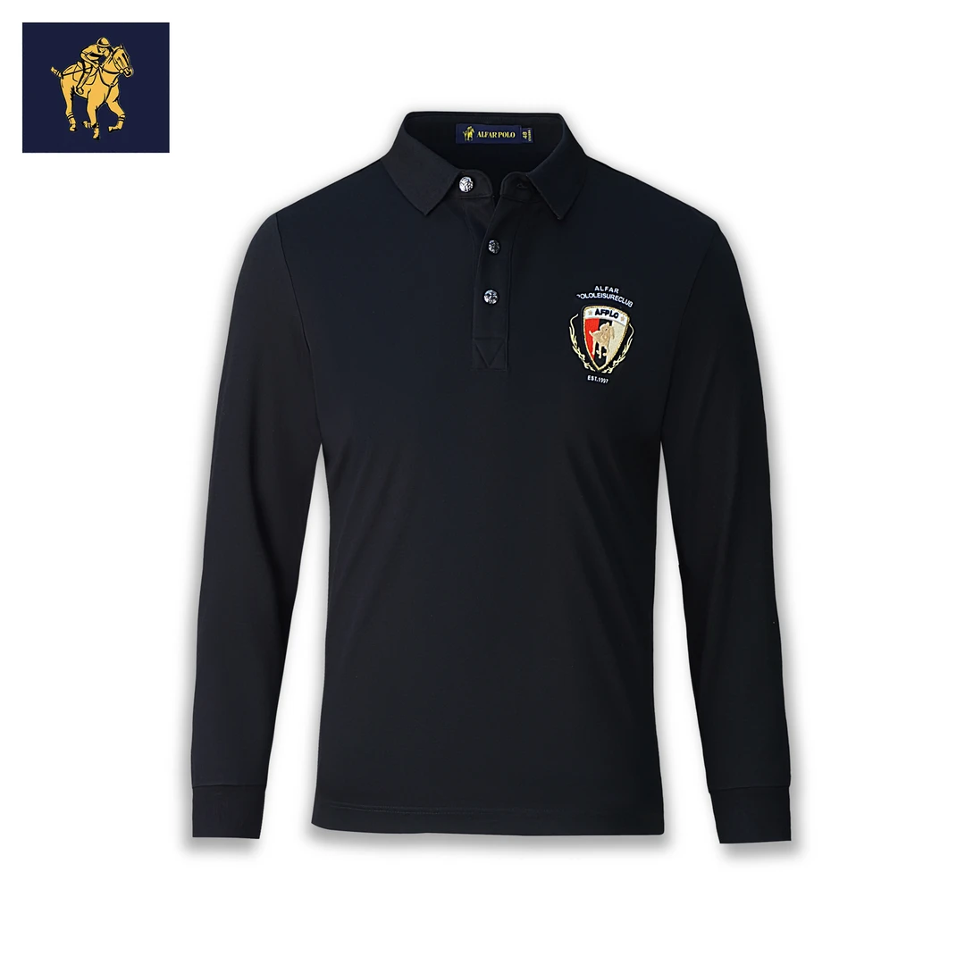 男士Polo衫潮流时尚纯色系商务休闲打底长袖男装翻领长恤秋冬新款