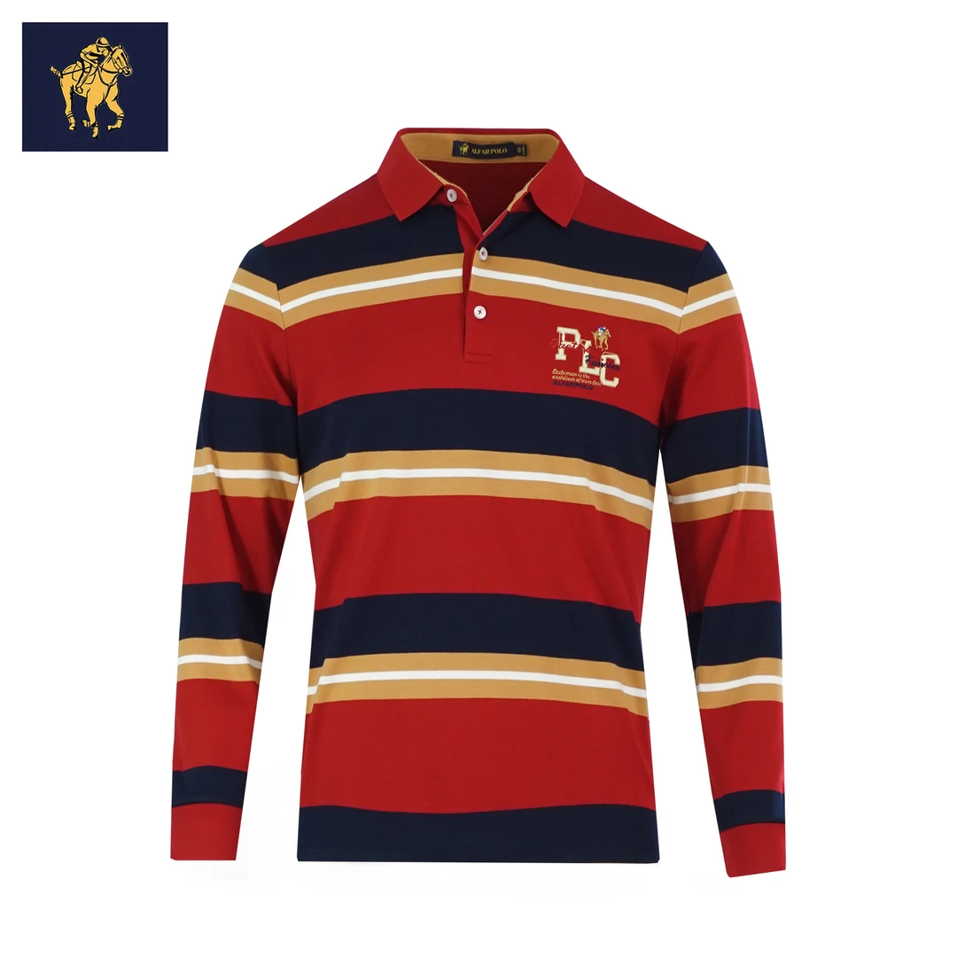 男士拼色Polo衫潮流时尚商务休闲撞色长袖男装翻领长恤秋冬新款