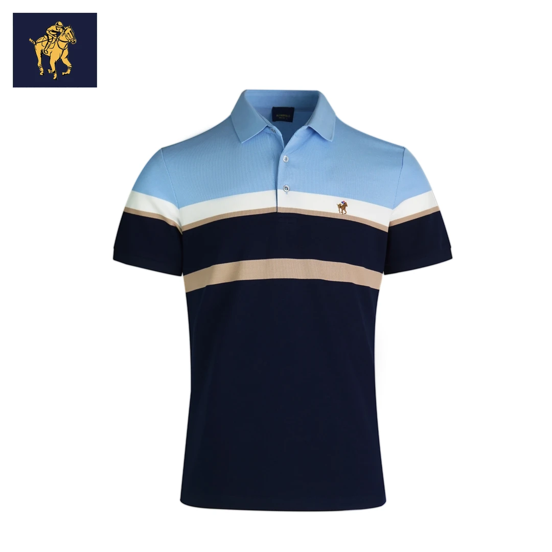 ALFARPOLO/艾法波乐男款男士条纹polo衫男装翻领透气时尚春夏新款