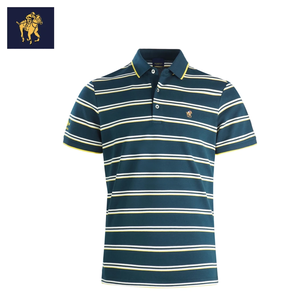 ALFARPOLO/艾法波乐高档男士条纹polo衫男装翻领男款时尚春夏新款