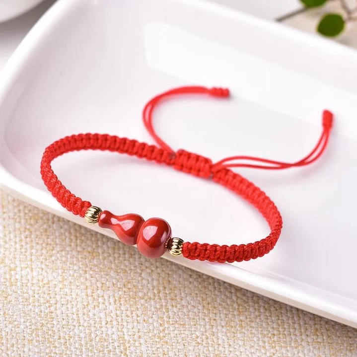 含辰砂工艺品朱砂红砂如意葫芦红绳手编绳可调节拉伸精品小葫芦