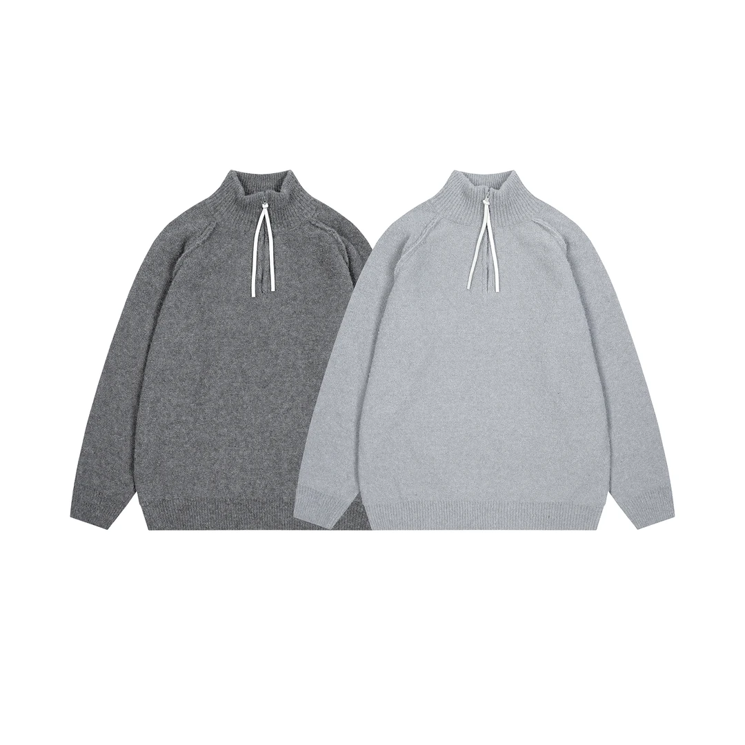 【TIKOU梯口】半拉链毛衣秋冬季潮牌慵懒绒绒感宽松加厚针织衫上衣