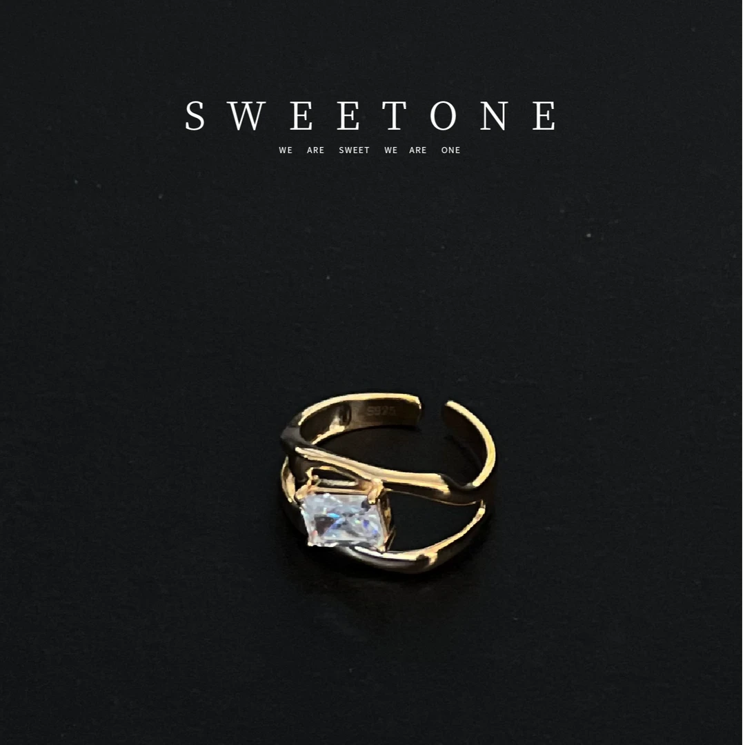 925银合成锆石戒指 SWEETONE 925银戒指 5A锆石镶嵌冰糖简约百搭