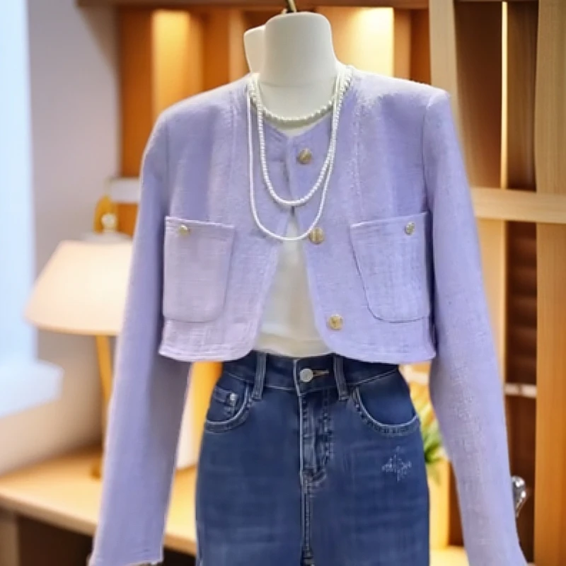 小个子2024秋冬新款名媛小香风短款外套女高级感法式气质名媛上衣