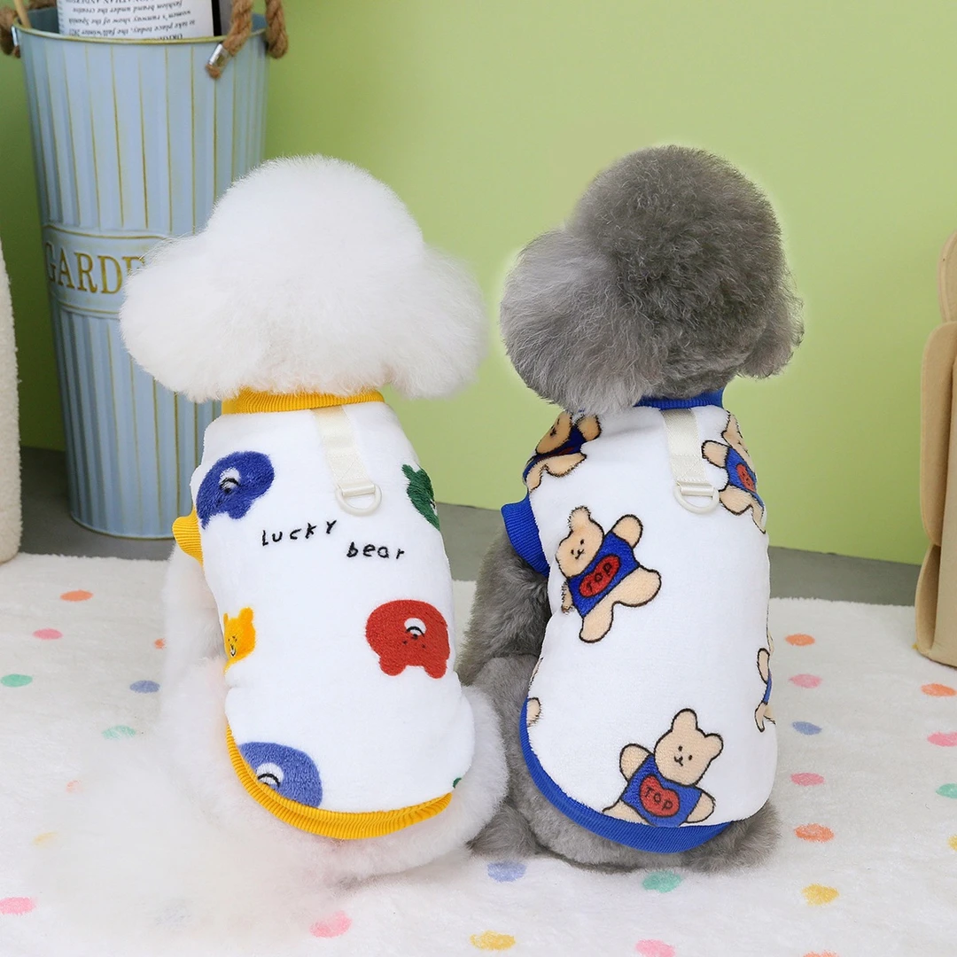 秋冬款卡通狗狗服装保暖小狗衣服宠物衣服比熊泰迪狗狗两脚衣服