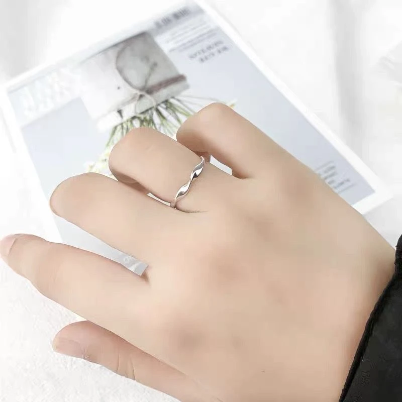 足银戒指 莫比乌斯戒指纯银990个性简约可调节活口520七夕礼物
