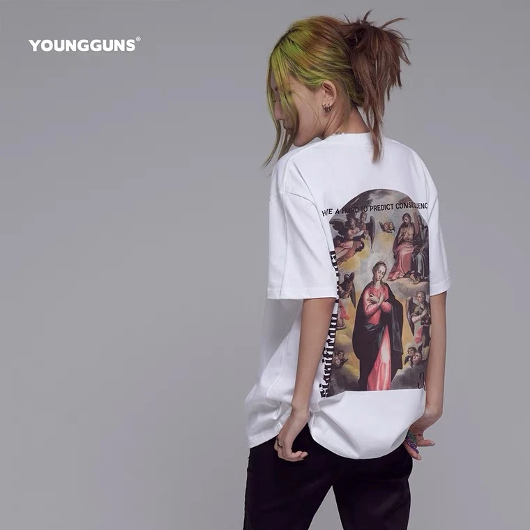 Young Guns 【圣母油画】重磅油画风美式潮流百搭创意印花T恤A01
