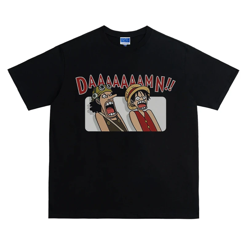 {夏季新款}海贼路飞乌索普-270克重磅ins男女大码短袖美式T恤A160