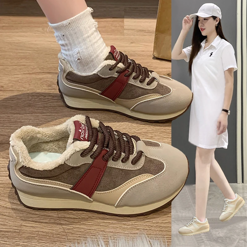 运动鞋女2024新款冬季休闲鞋加绒保暖德训鞋女鞋时尚鞋子百搭板鞋