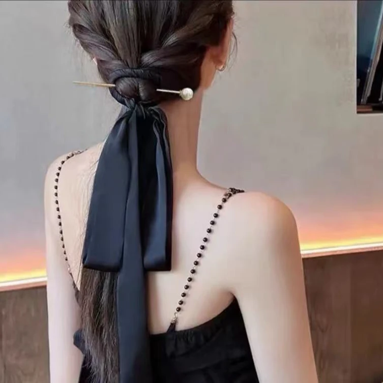 云端仙女超仙蝴蝶结发带发簪头饰花朵简约现代簪子气质网红时尚