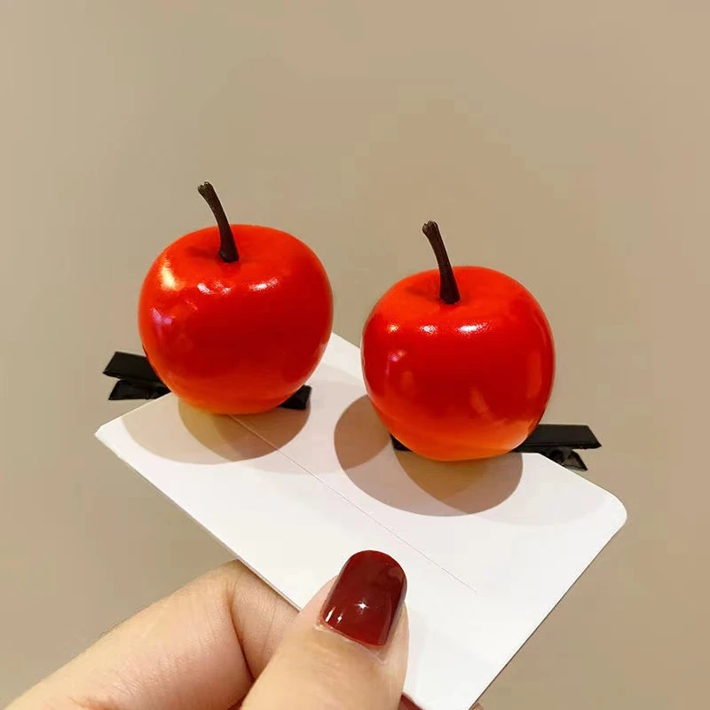 ins仿真趣味苹果发夹网红刘海可爱碎发儿童发卡发饰头饰气质时尚